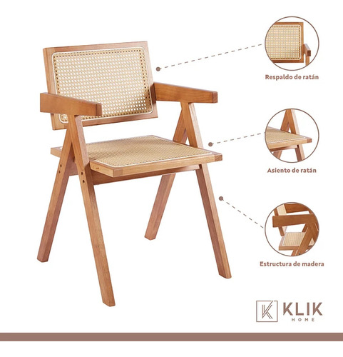 Silla Butaca Chandigarh Madera Rattan Klik