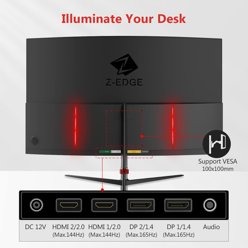 Z-edge Monitor Curvo 27 Pulgadas 2560x1440 165hz Mmg