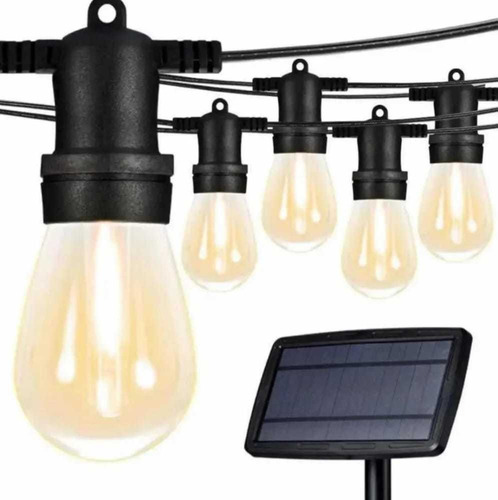 Guirnalda Led Con Panel Solar Recargable + 10 Ampolletas