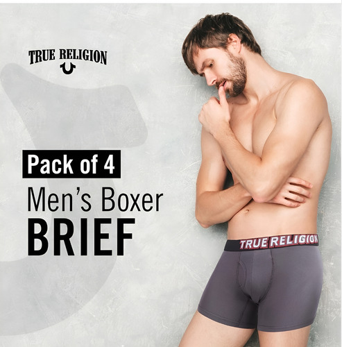 4 Pack Boxers Briefs True Religion Hombre Negros Algodón