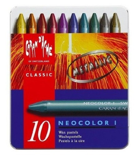 Neocolor I Waterresistant Wax Pastels 10 Colores Metalicos