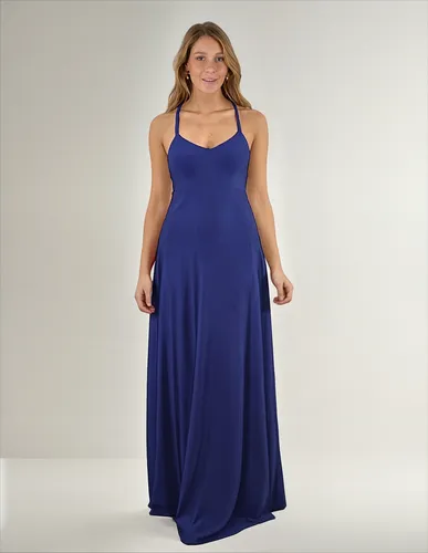 comprar Vestido Largo Paris Azulino Lycra Lazo Maria Paskaro