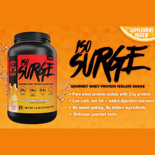 Proteína Iso Surge Mutant Naranja 727g Polvo 23 Porciones