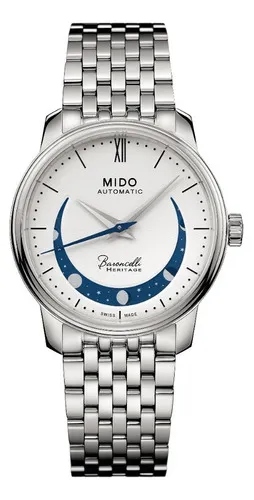 Reloj Dama Mido Baroncelli Smiling Moon Lady Car Blanca Color de