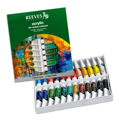 Set Acrilicos Reeves En Estuche X24 Pomo 10 Ml Profecional