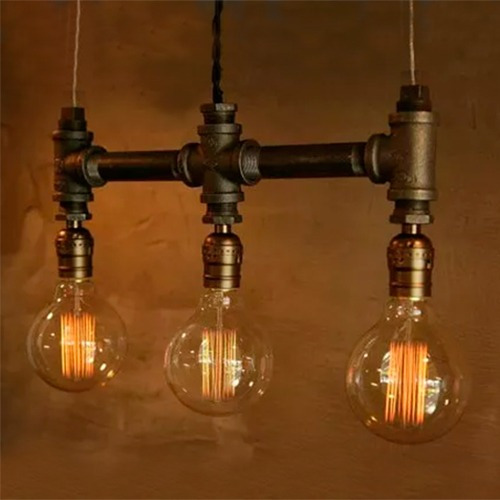 Lámpara De Techo Vintage Industrial Caño Galvanizado Ilt-48