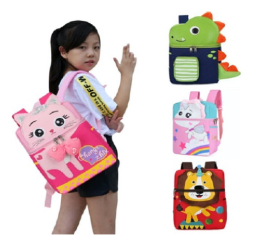 Mochila Con Estampado De Animales En 3d Para Niños Y Niñas