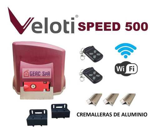 Kit Motor Veloti Speed 500kg. Wifi + 3 Cremalleras Aluminio