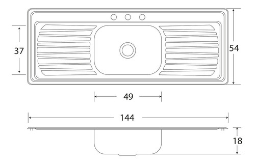 Imagen 3 de 8 de Fregadero Cocina Empotrar 1 Tina 2 Escu 144x54x18 Eb C203n