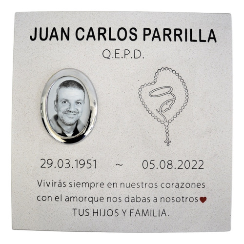 Placa Recordatoria 60x50cm. Para Cementerio + Foto 14x10