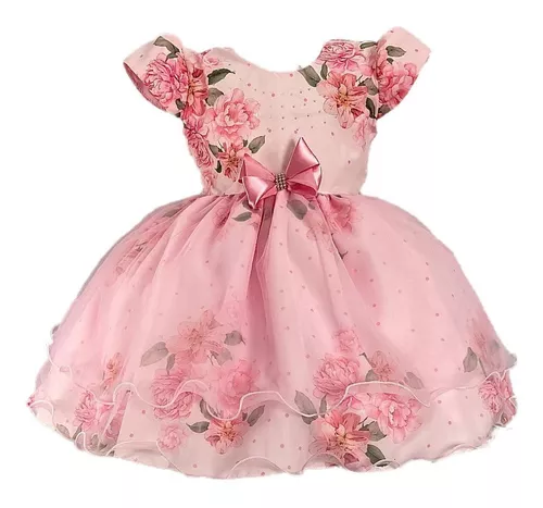 Vestido Infantil de Festa - Princesa Laço Rosa