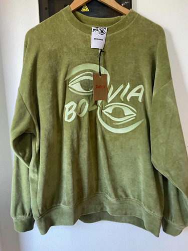 Bolivia Buzo Plush Verde Nuevo Talle M Corte Oversize