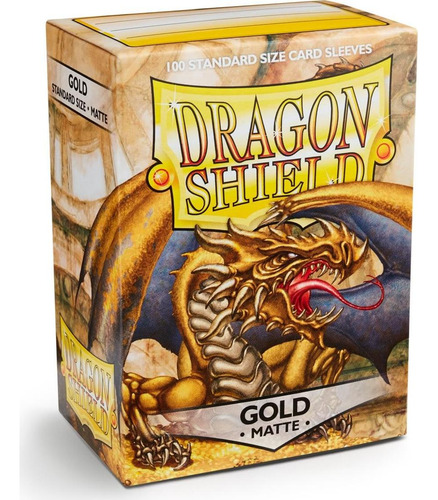 Fundas Mate Dragon Shield 100 Ct Para Cartas Tcg Dorado
