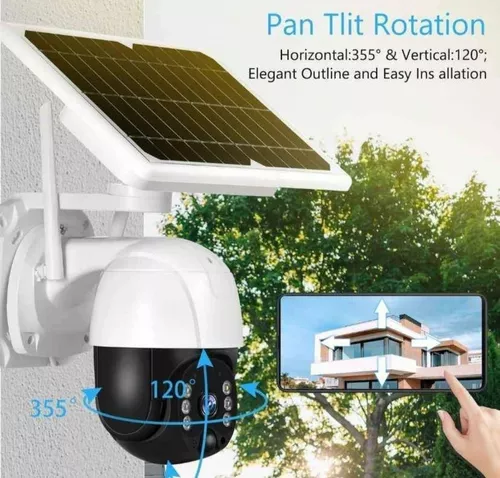 Cámara De Seguridad Solar Ip Wifi Ptz 360° Para Exteriores