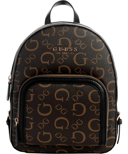 Mochila Guess Factory Hg947930-nat Acabado de los herrajes Níquel Color Marrón oscuro Correa de hombro Marrón oscuro Diseño de la tela Lisa
