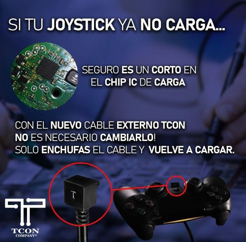 Imagen 3 de 3 de Cable Tcon Cable De Carga Rapida Joystick Ps4