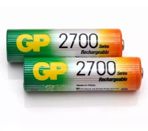 Pila Recargable AA, 1.2V/2700mAh, marca GP.