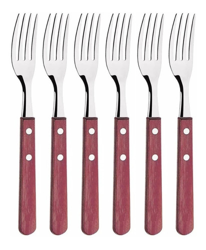 Kit 6 Garfo Talher Churrasco 21 Cm Outback Cabo Madeira