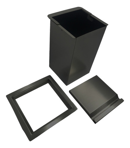 Lixeira De Embutir Preta 5 Litros Inox Quadrada Gourmet Cor Preto