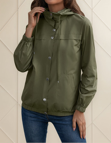Chaqueta Impermeable Para Mujer, Impermeable Con Capucha En