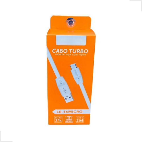 Cabo Turbo 3.1a De 2 Metros Carregar Celular E Dados Cor Branco-v8