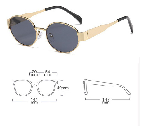 Gafas Sol Ovaladas Retro Para Mujeres Hombre Moda Protección Mxcheckk Lentes De Sol Color Dorado