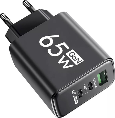 Carregador De Celular 65w Tipo C Com Tipo A + Usb Turbo