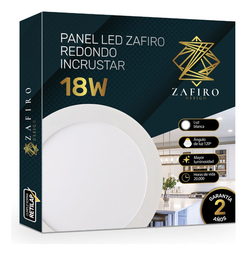 Panel Led 18w Incrustar Redondo Luz Blanca