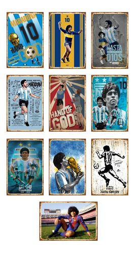 10 Carteles Metalicos Diego Maradona Futbol Coleccion 20x30