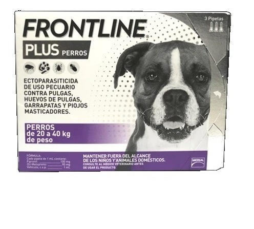 3 Pipetas Frontline Plus Perros Antipulgas Garrapata 20-40kg