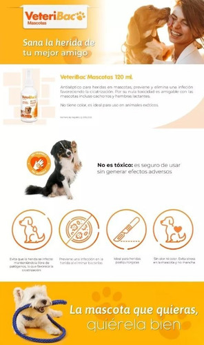 Veteribac Spray 500 Ml Antiséptico Herida No Arde Ni Irrita