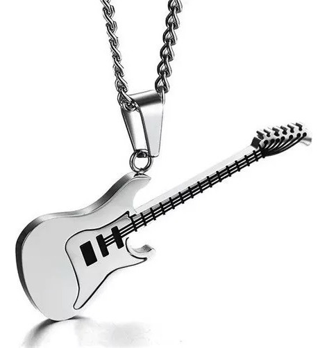 Collar Guitarra Electrica Silver Hombre Mujer Moda 2020