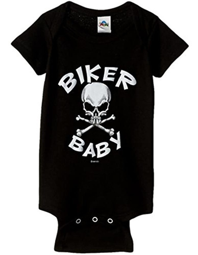 Cueros Calientes Negro Biker Baby Skull Onesie 6 Meses Negro