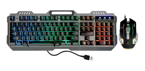 Kit Teclado Mouse Gamer Rgb Metal Portacelular Usb Ele-gate