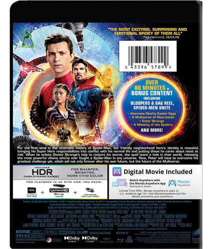 Spider-man No Way Home - Sin Camino A Casa 4k + Blu- Ray