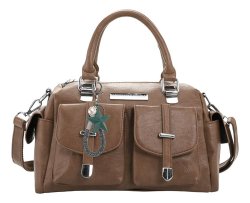 Cartera Atelier Agarrate Catalina Q Acabado de los herrajes Níquel Color Marrón Correa de hombro Marrón Diseño de la tela Liso