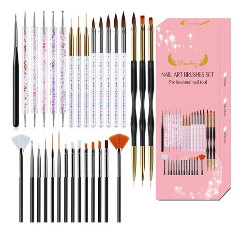 31pcs Kit De Pinceles Para Uñas Acrilico Manicura Decoración