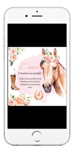 Invitación Cumpleaños Tarjeta Digital Caballo Ponny