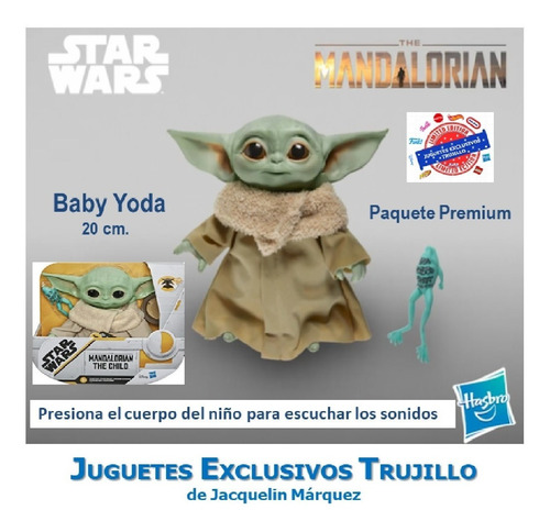  Baby Yoda Grogu Hasbro 20cm C/ Sonidos Y Rana. Mandalorian