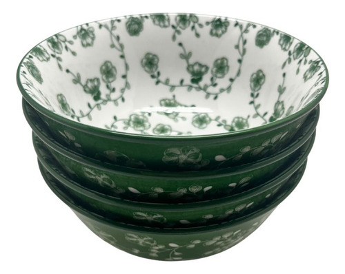 Vajilla 16 Piezas Cerámica Elegante Royal Haus Resistente Color Verde Floreado