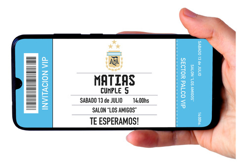 Tarjeta Invitación Cumpleaños Argentina Digital Futbol 3estr