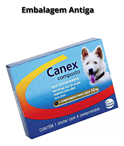 Canex Composto Vermífugo 4 Comprimidos Dose Única