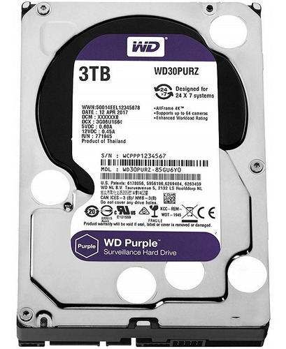 Disco Duro Western Digital Purple 3tb Para Video Vigilancia