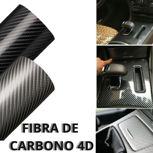 Adesivo Fibra De Carbono Preto 4d Moldável 0,30 X 150 Cm
