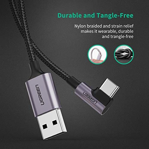 Imagen 7 de 8 de Ugreen Cable Usb Tipo C 90 Grados, Usb C Cable Codo Nylon 2m