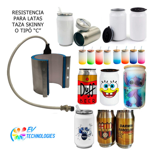 Resistencia Sublimación Latas, Taza Skinny Tipo C Sublimar Color Cromo