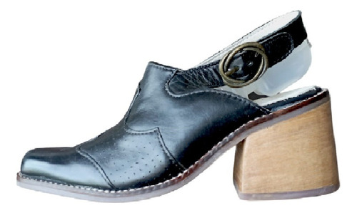 Zapato Cuero Punta Fina Ajustable Al Tobillo Mujer  