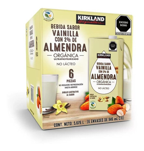 Leche Almendra Orgánica Sin Azúcar Vainilla 6/946g Kirkland