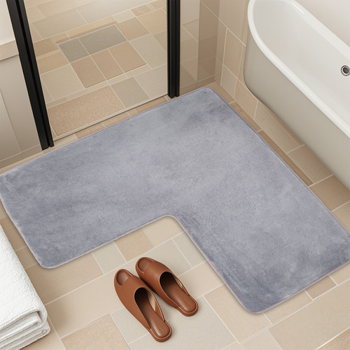 Alfombra De Esquina Para Baño En Forma De L, Suave Y Absorbe
