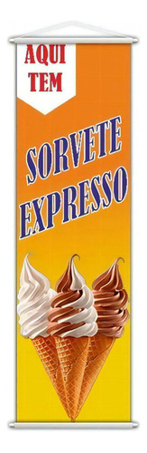 Banner Sorvete Expresso Soft Casquinha 100x30cm
